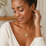 14K Two-tone w/White Rhodium Polished MOM  in Heart Pendant - Model Shot
