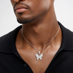 14K White Gold Butterfly Pendant - Model Shot