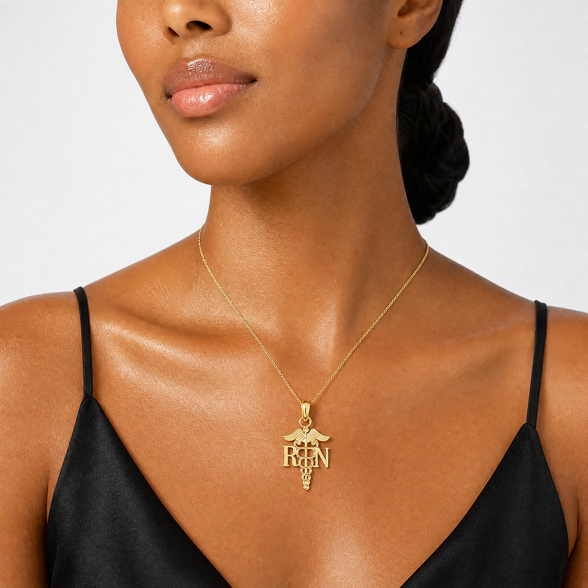 14k Polished R.N. Pendant - Model Shot