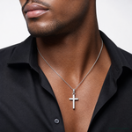 14k White Gold Polished Cross Pendant - Model Shot
