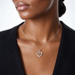 14K White Gold Polished and Textured Heart Pendant - Model Shot