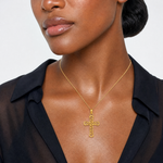 14k Fancy Cross Pendant - Model Shot