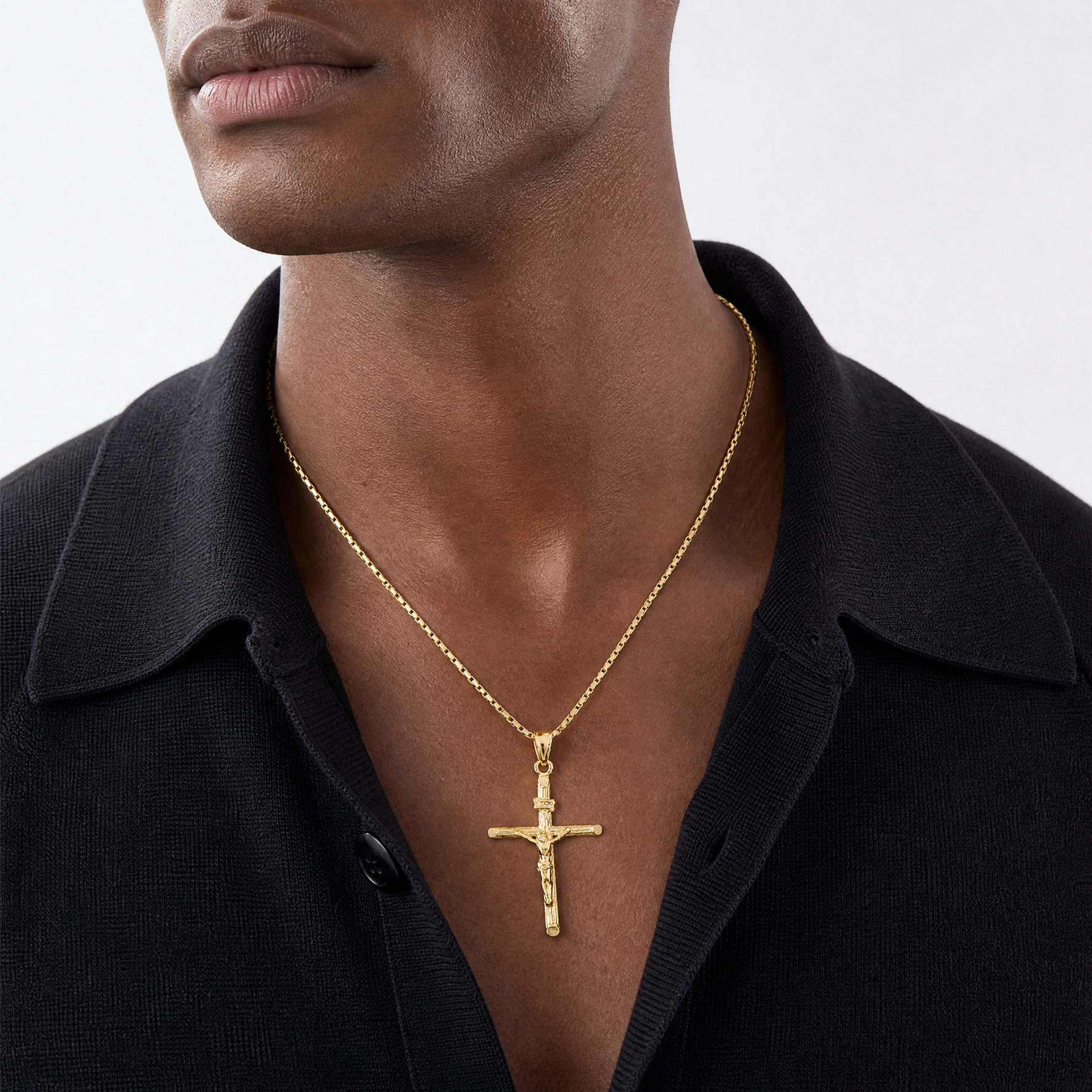 14k Crucifix Pendant - Model Shot