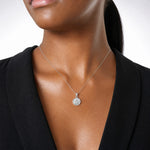 14k White Gold 10mm Engraved Angel Coin Charm - Model Shot