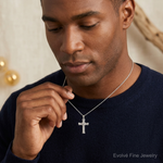 14k White Gold w/ X In Center Of Cross Charm - Model Shot