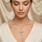 14K Two-tone Polished Crucifix Charm - Model Shot
