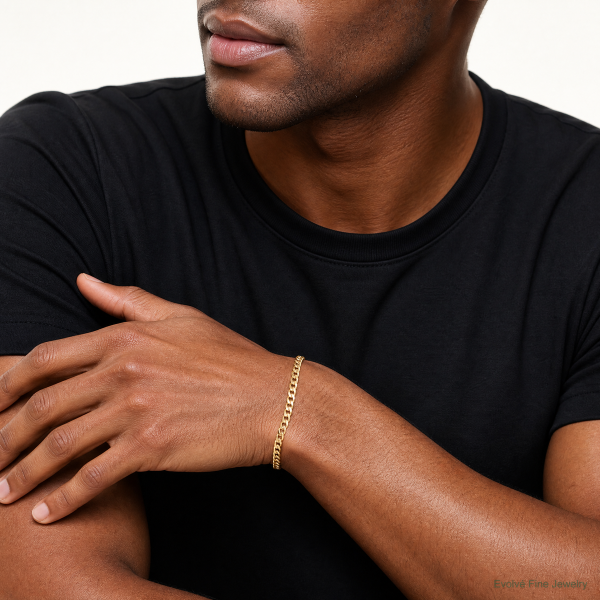 14k 3.1mm Lightweight Flat Cuban Chain - Model Shot