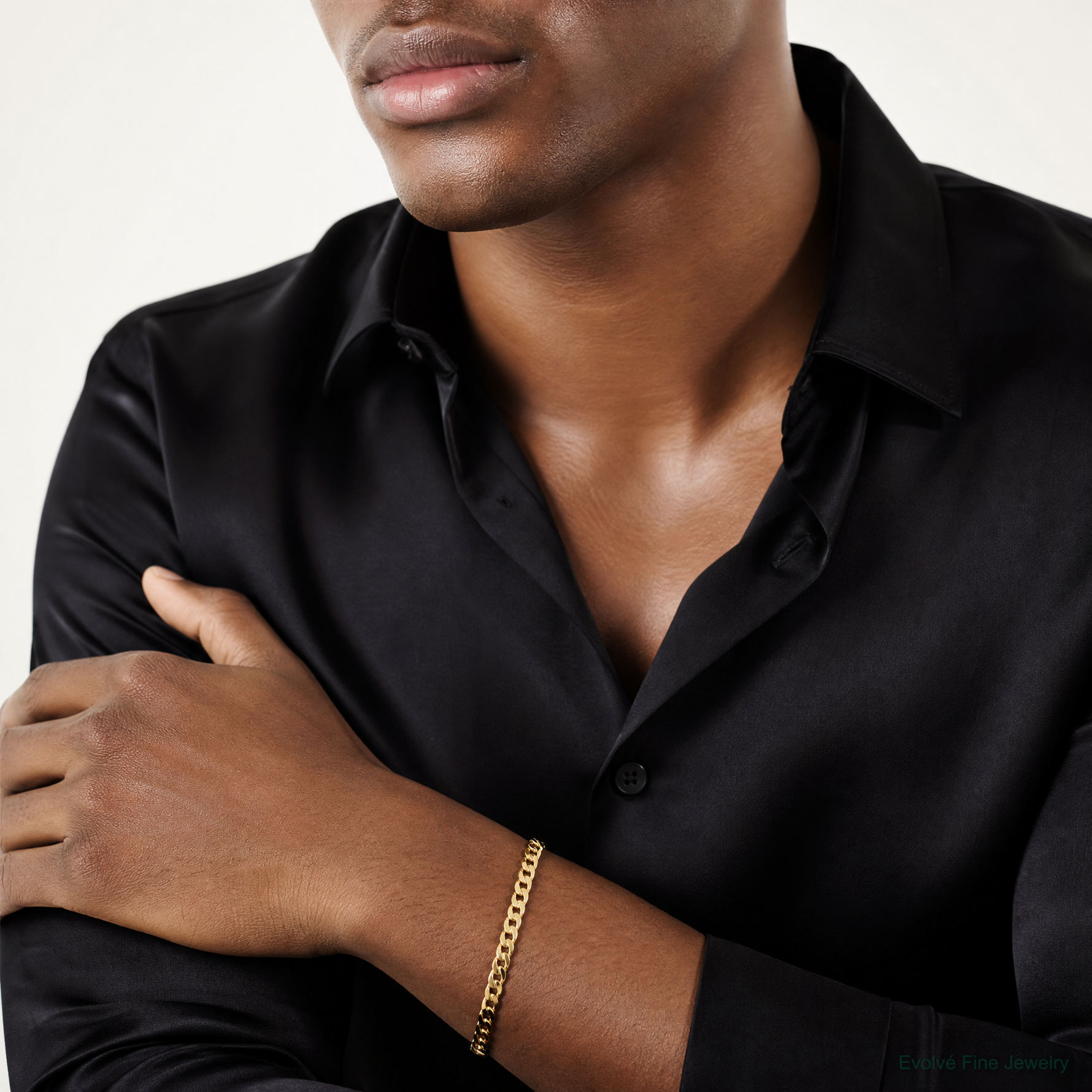 14k 4.7mm Lightweight Flat Cuban Chain - Model Shot