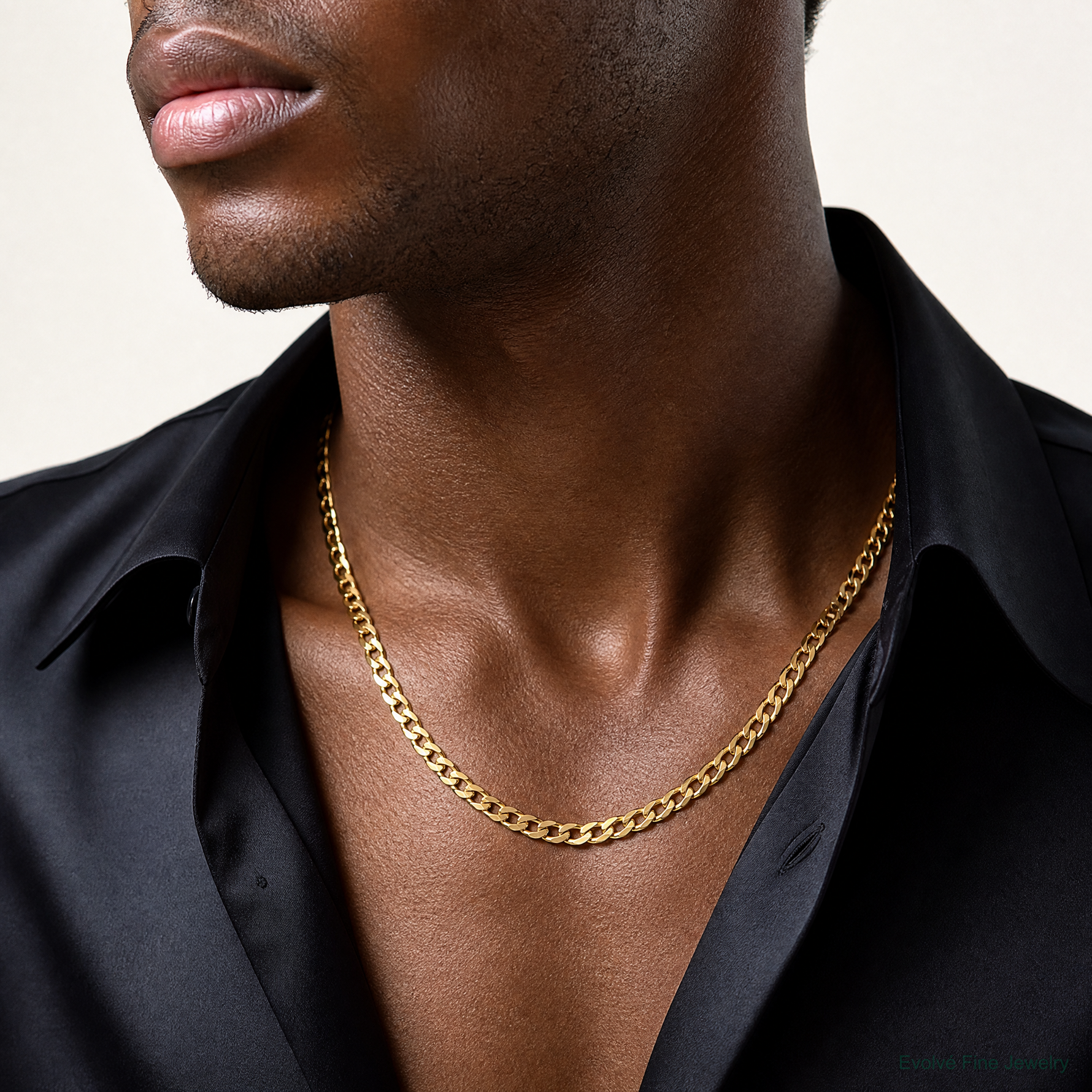 14k 7.2mm Lightweight Flat Cuban Chain - Model Shot