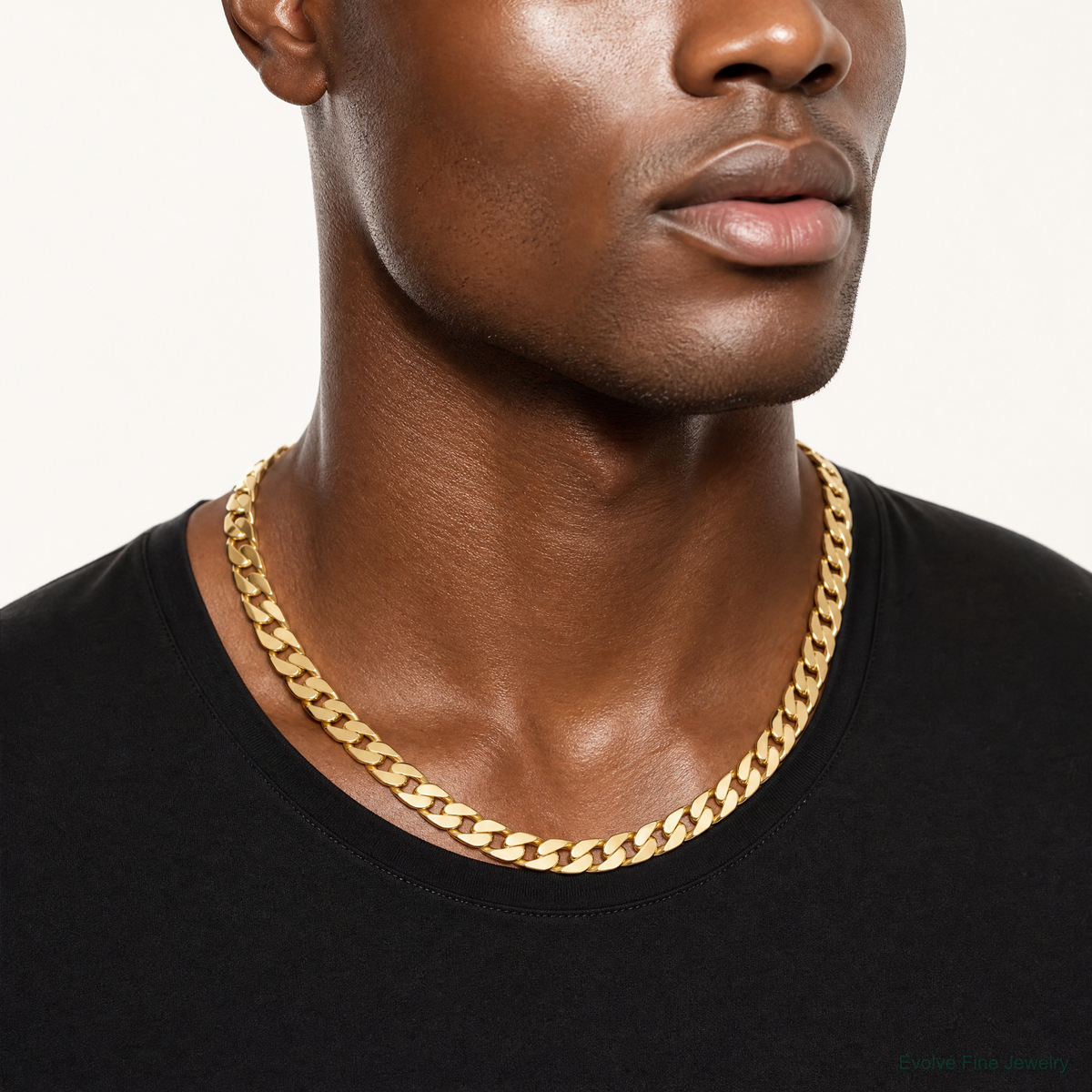 14k 8.3mm Lightweight Flat Cuban Chain - Model Shot