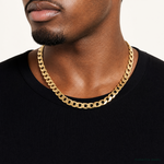 14k 9.4mm Lightweight Flat Cuban Chain - Model Shot