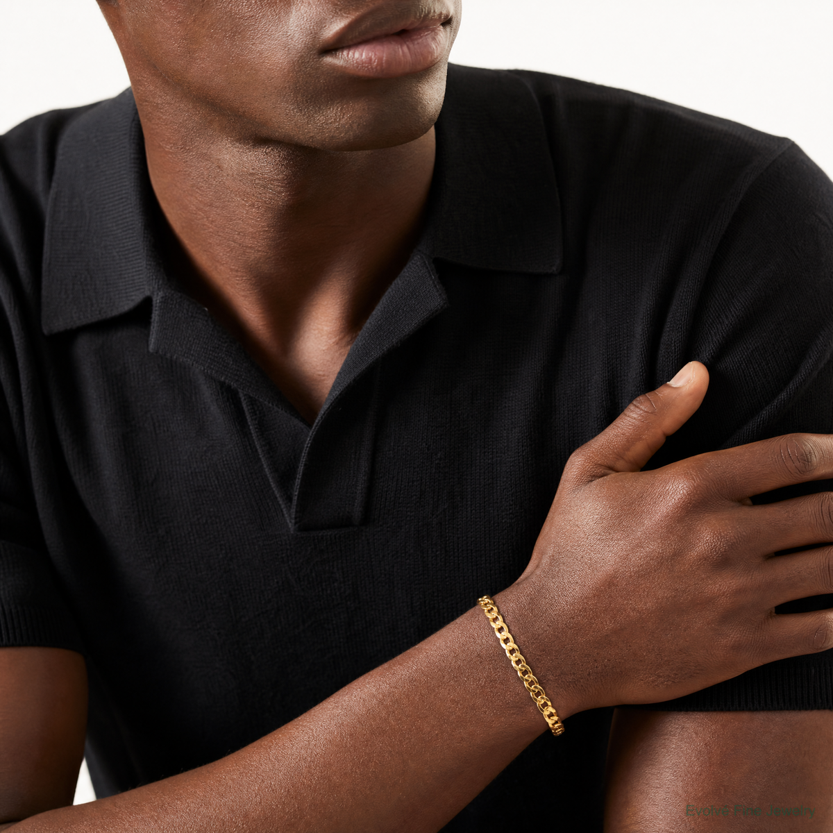 14k 9.4mm Lightweight Flat Cuban Chain - Model Shot