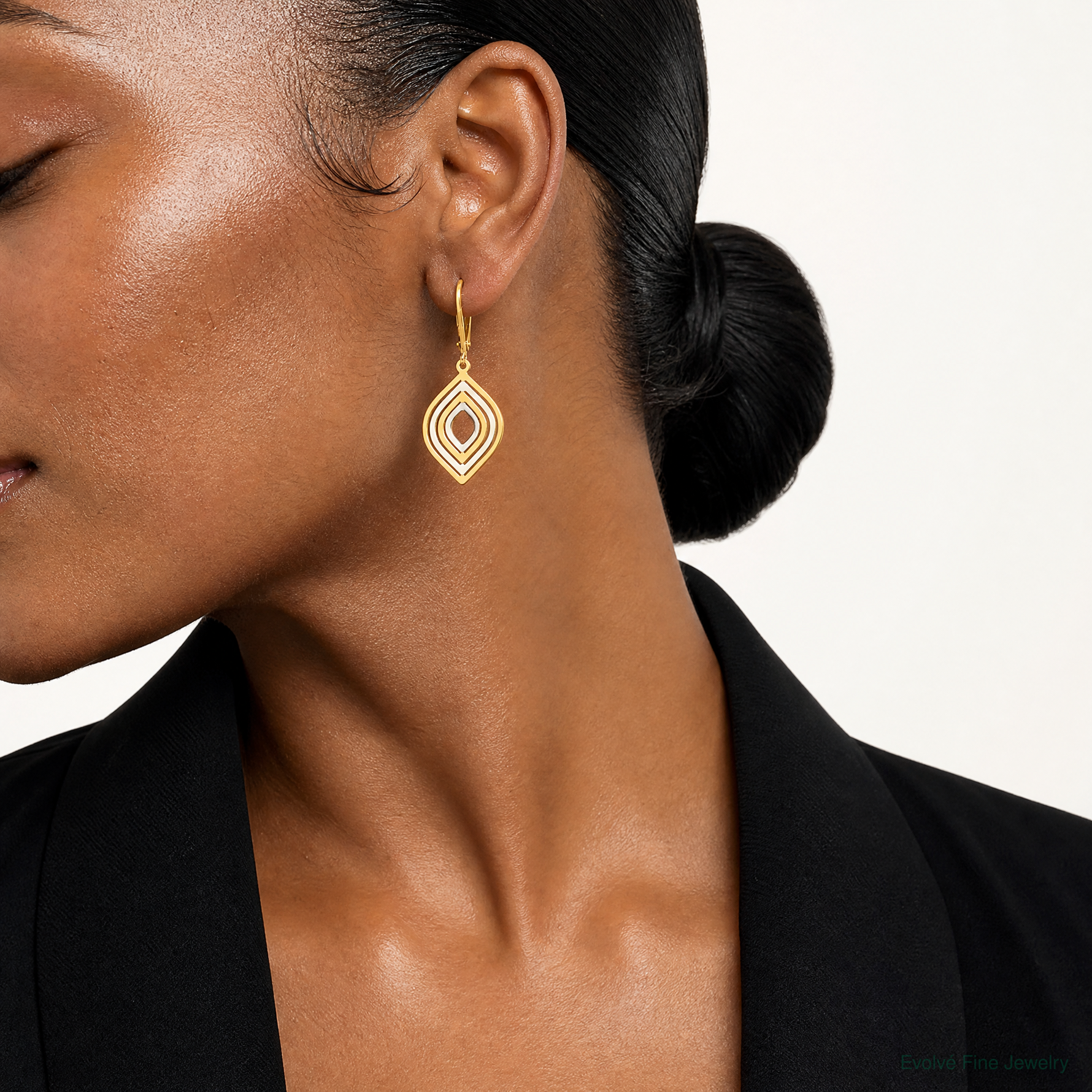 Leslie's 14K with Rhodium Polished Leverback Earrings - Model Shot
