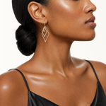 Leslie's 14K Tri-Color Dangle Hoop Earrings - Model Shot
