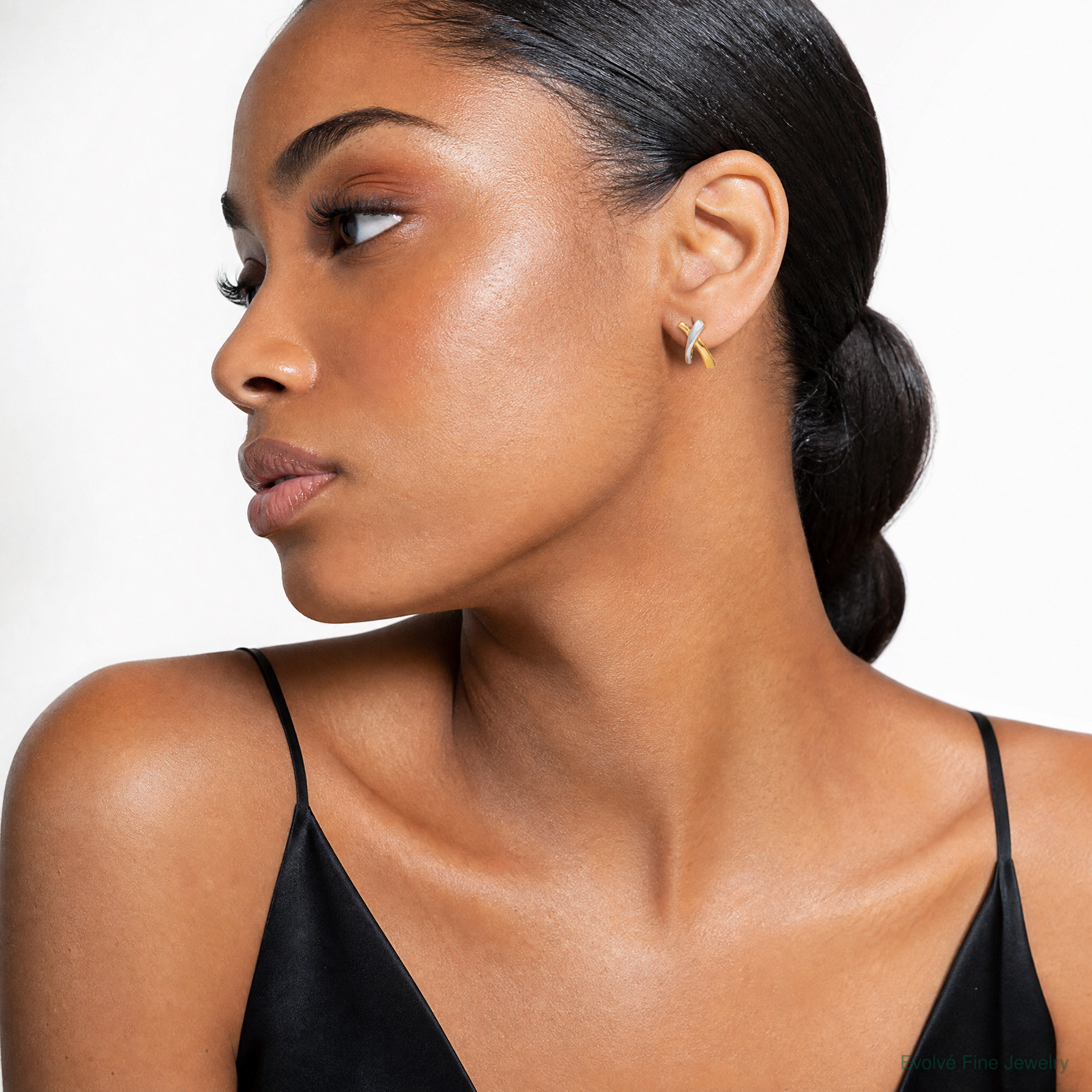 Leslie's 14K w/Rhodium X Post Earrings - Model Shot