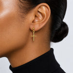 Leslie's 14K Polished Cross Post Drop Earrings - Model Shot