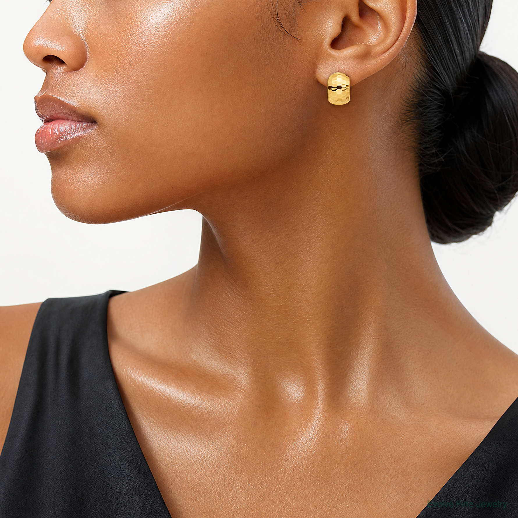 Leslie's 14K Polished Hammered Omega Back Earrings - Model Shot