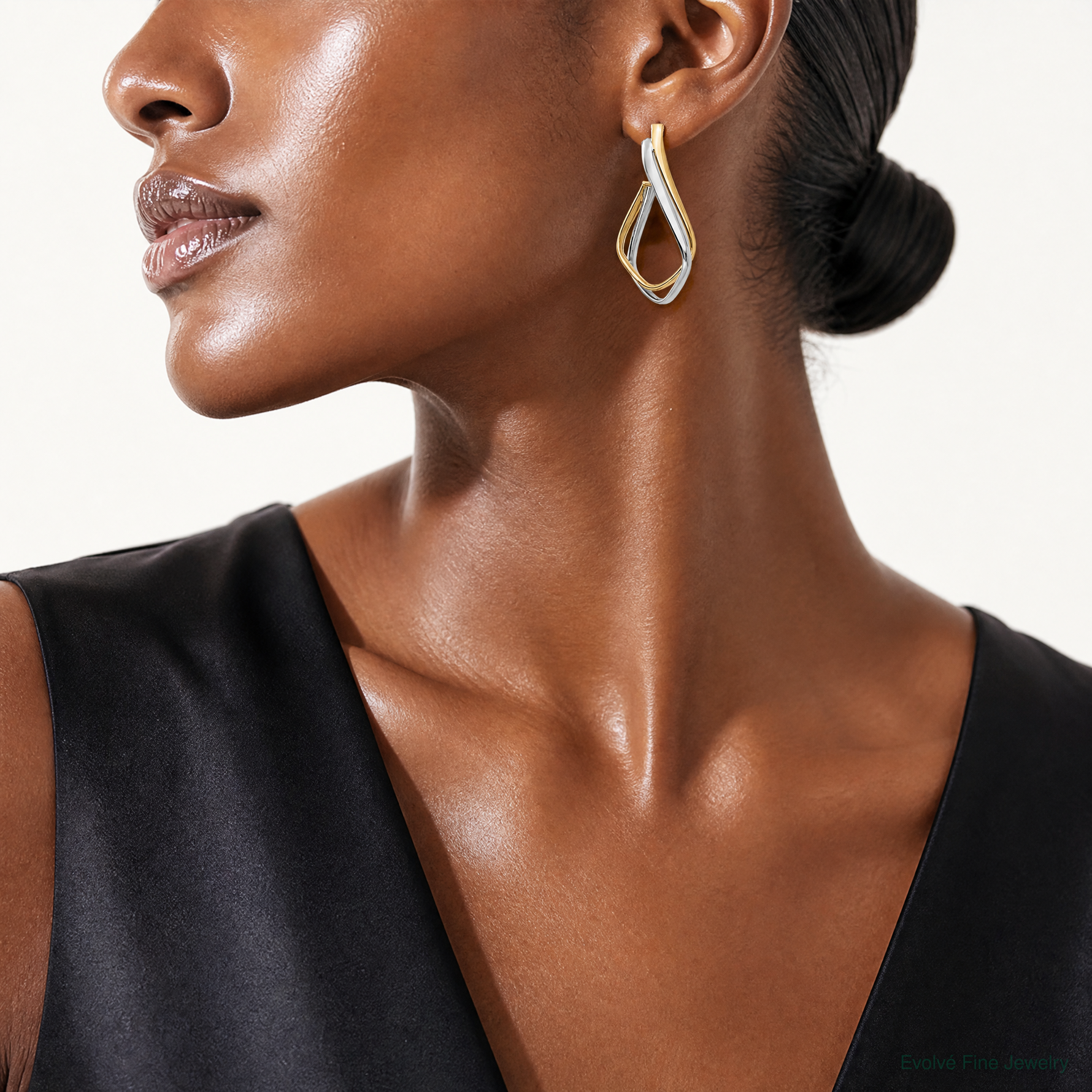 Leslie's 14K w/Rhodium Polished Post Earrings - Model Shot