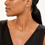Leslie's 14K White Gold Polished D/C Hollow Hoop Earrings - Model Shot