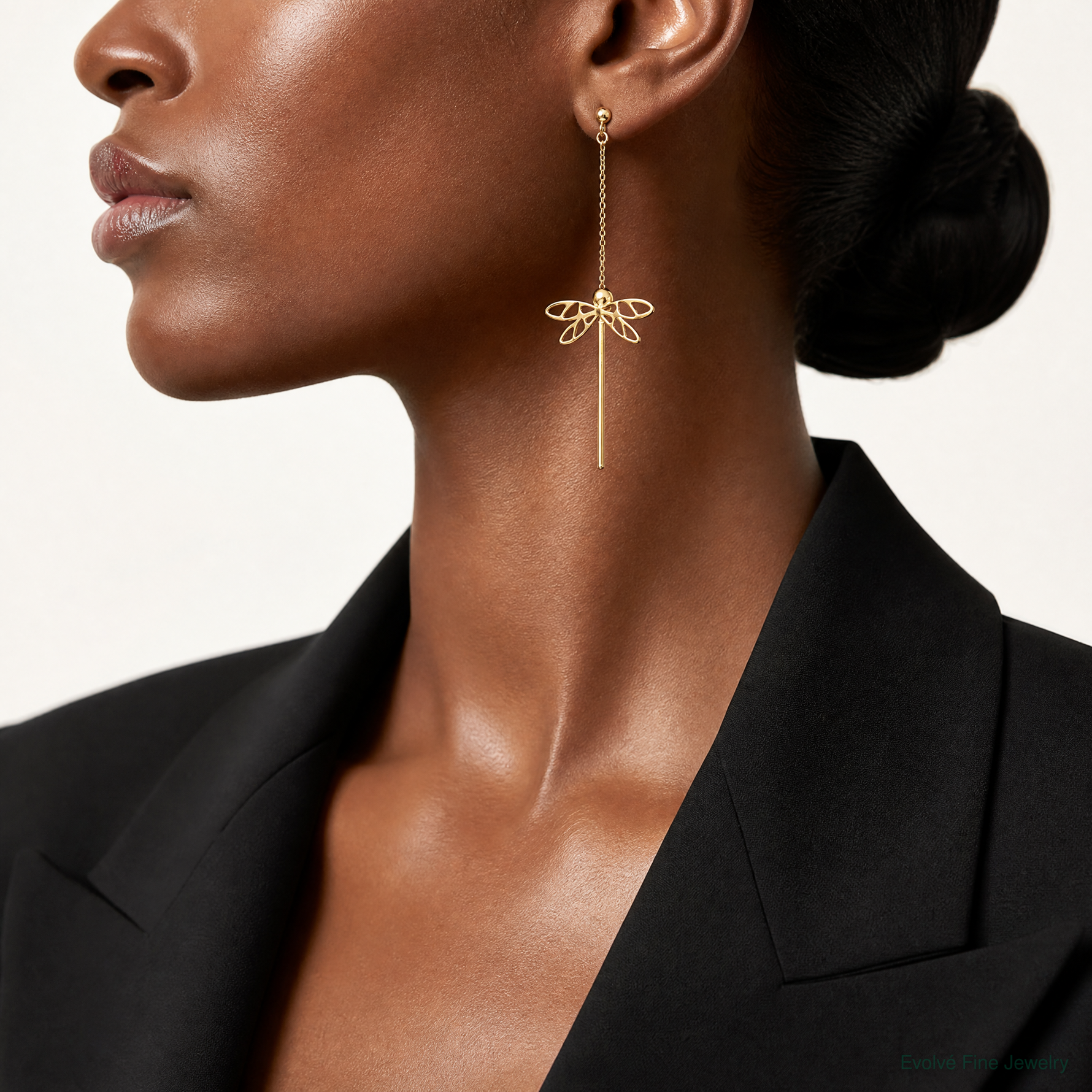Leslie's 14K Polished Dragonfly Post Dangle Earrings - Model Shot
