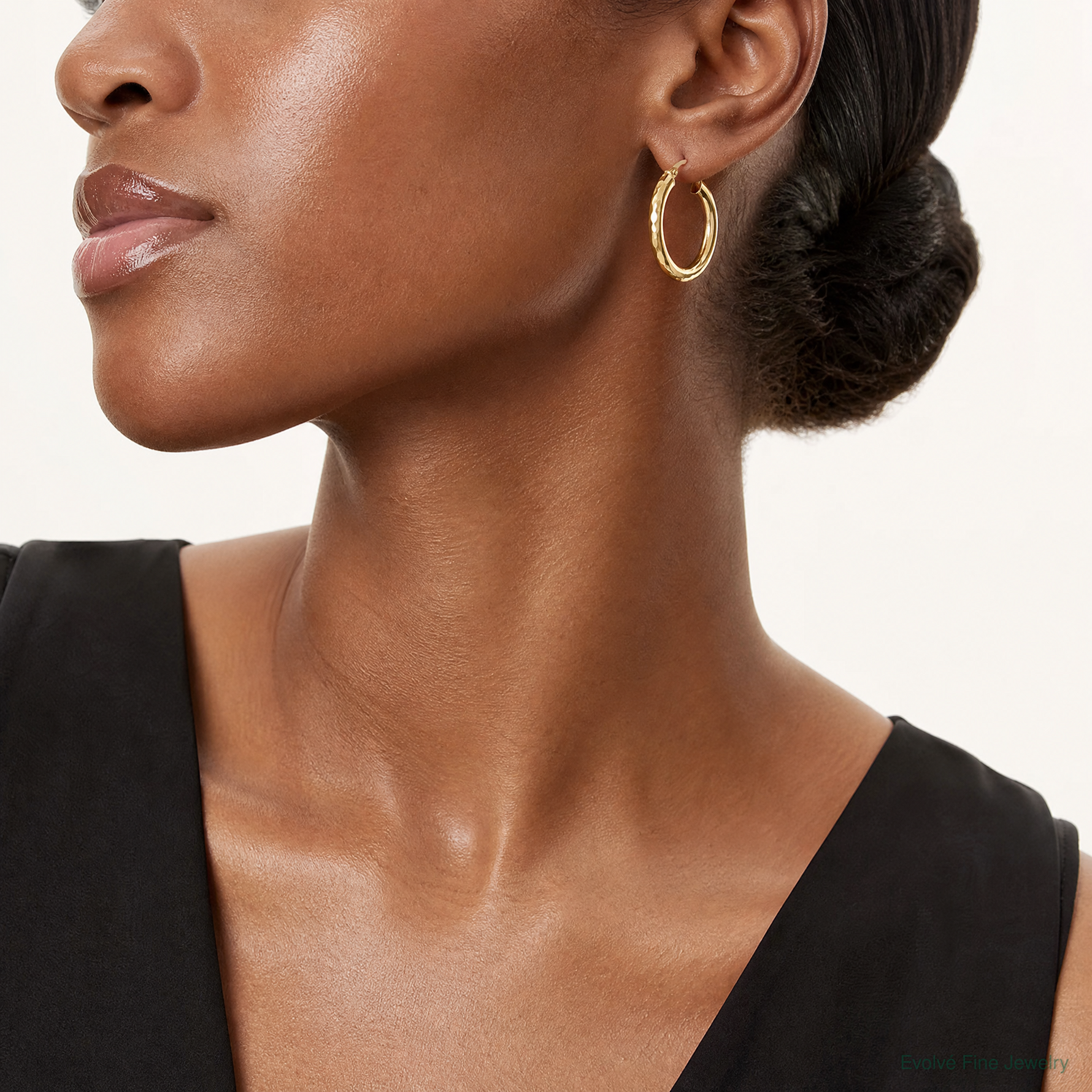 Leslie's 14k Polished D/C Hoop Earrings - Model Shot