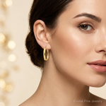 Leslie's 14K Polished Squared Oval Hoop Earrings - Model Shot