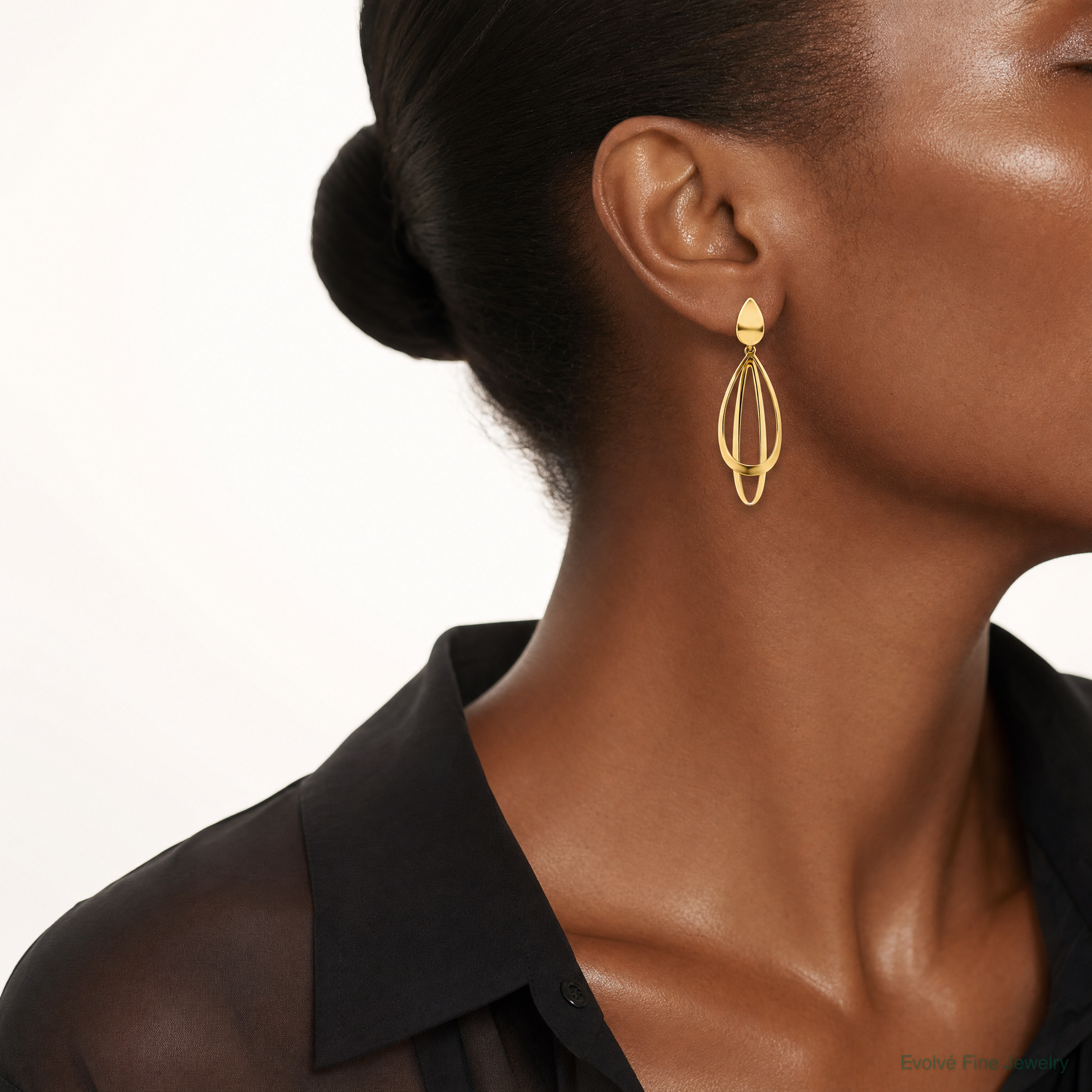 Leslie's 14k Polished and Brushed Post Dangle Earrings - Model Shot
