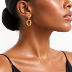 Leslie's 14K Polished and Textured Post Dangle Earrings - Model Shot