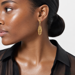 Leslie's 14K Polished and Textured Ovals Dangle Earrings - Model Shot