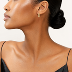 Leslie's 14K Polished CZ Hinged Hoop Earrings - Model Shot