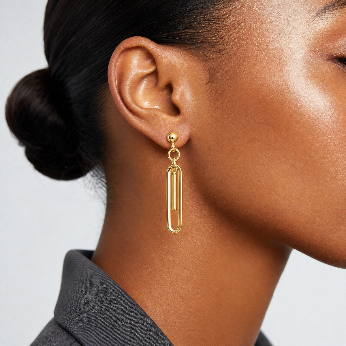Leslie's 14K Polished Paperclip Dangle Earrings - Model Shot