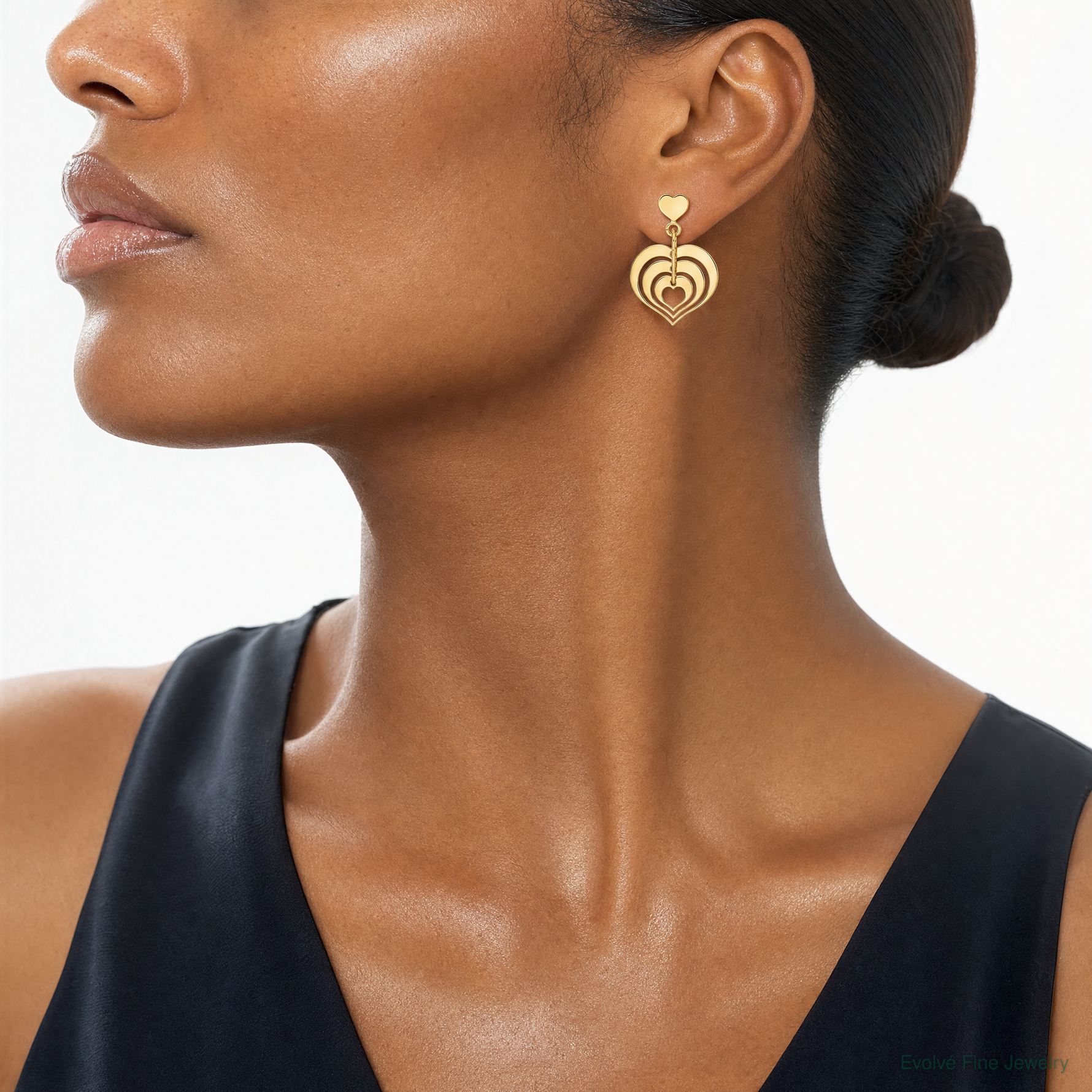 Leslie's 14K Polished Hearts Dangle Post Earrings - Model Shot