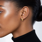 Leslie's 14K Polished and Diamond-cut Huggie Hoop Earrings - Model Shot