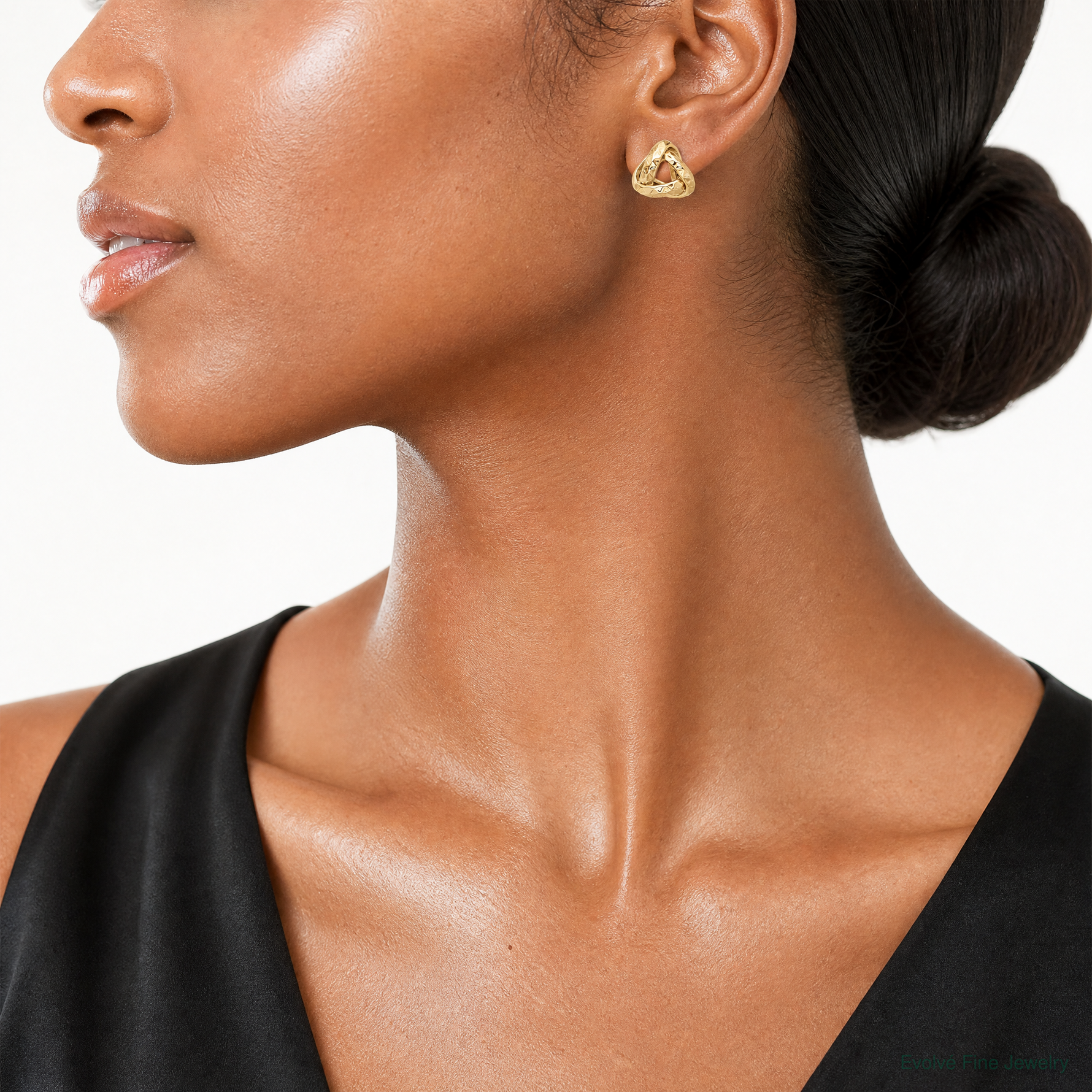 Leslie's 14K Polished and Diamond-cut Triangle Love Knot Post Earrings - Model Shot