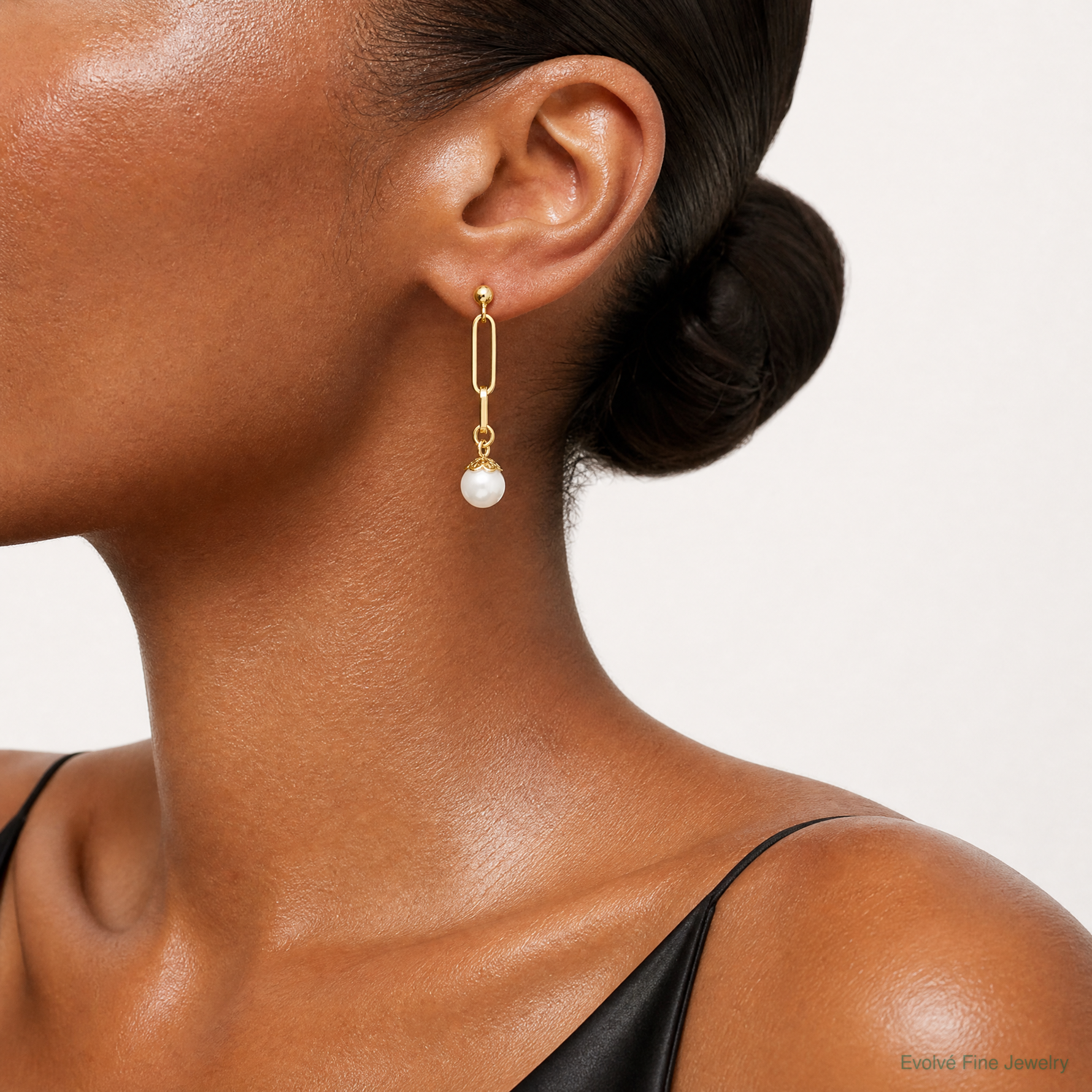 Leslie's 14K Polished Freshwater Cultured Pearl Post Dangle Earrings - Model Shot