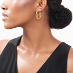 Leslie's 14K Polished Geometric Hoop Earrings - Model Shot