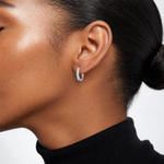 Leslie's 14K  White Gold Polished/Diamond-cut Huggie Hoop Earrings - Model Shot