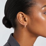 Leslie's 14K Rose Gold Polished and Textured Huggie Hoop Earrings - Model Shot