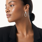 Leslie's 14K w/ White Rhodium Plating Polished & D/C Twist Hoop Earrings - Model Shot