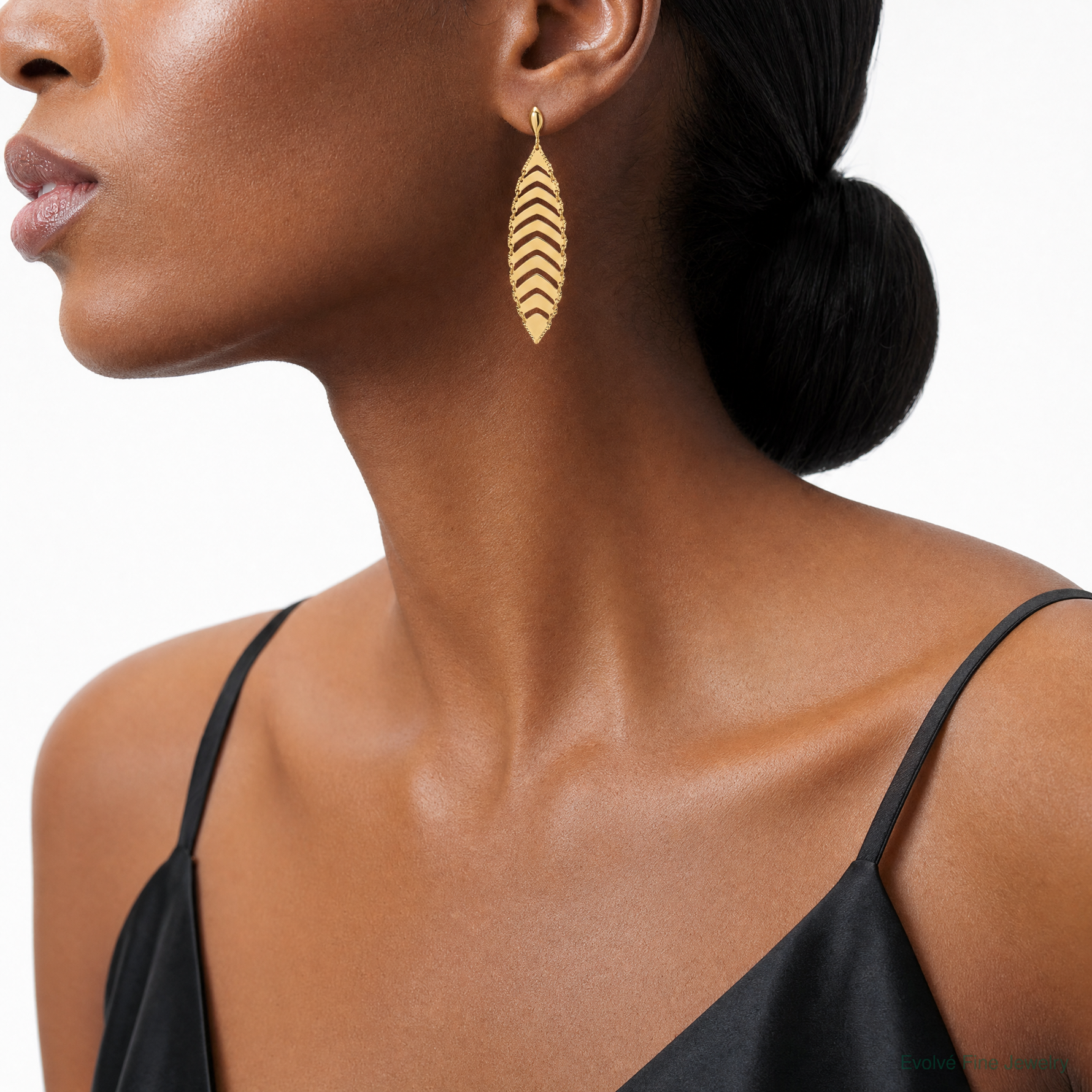 Leslie's 14k Polished D/C Post Dangle Leaf Earrings - Model Shot