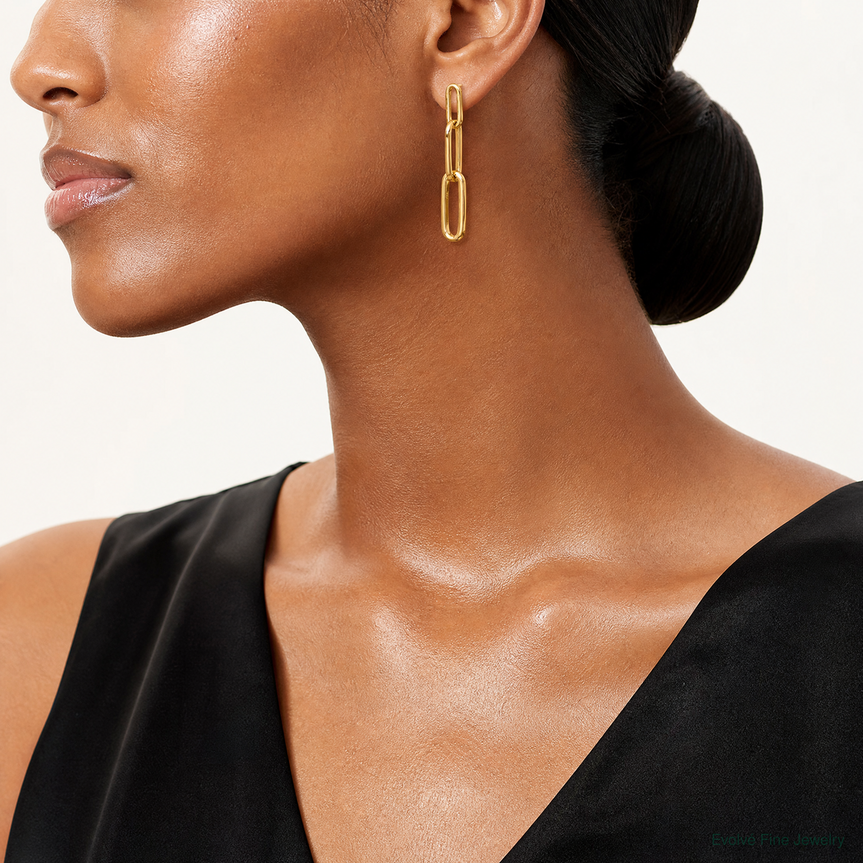 Leslie's 14k Polished Paperclip Link Post Dangle Earrings - Model Shot