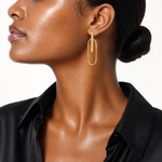 Leslie's 14K Polished and Diamond-cut Oval Dangle Post Earrings - Model Shot