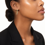 Leslie's 14K w/Rhodium Polished and D/C 3-Row Drop Post Earrings - Model Shot