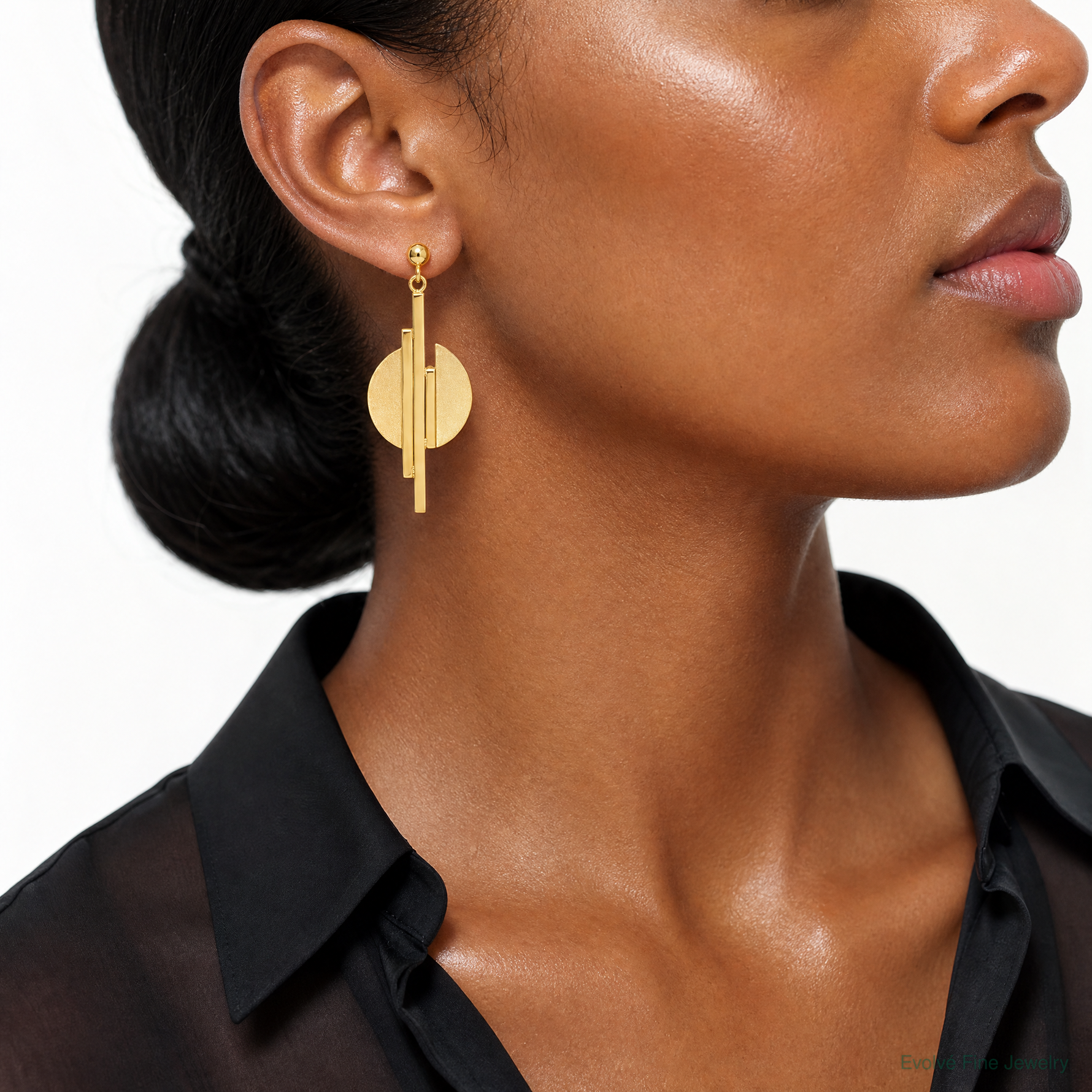 Leslie's 14K Polished and Brushed Dangle Post Earrings - Model Shot