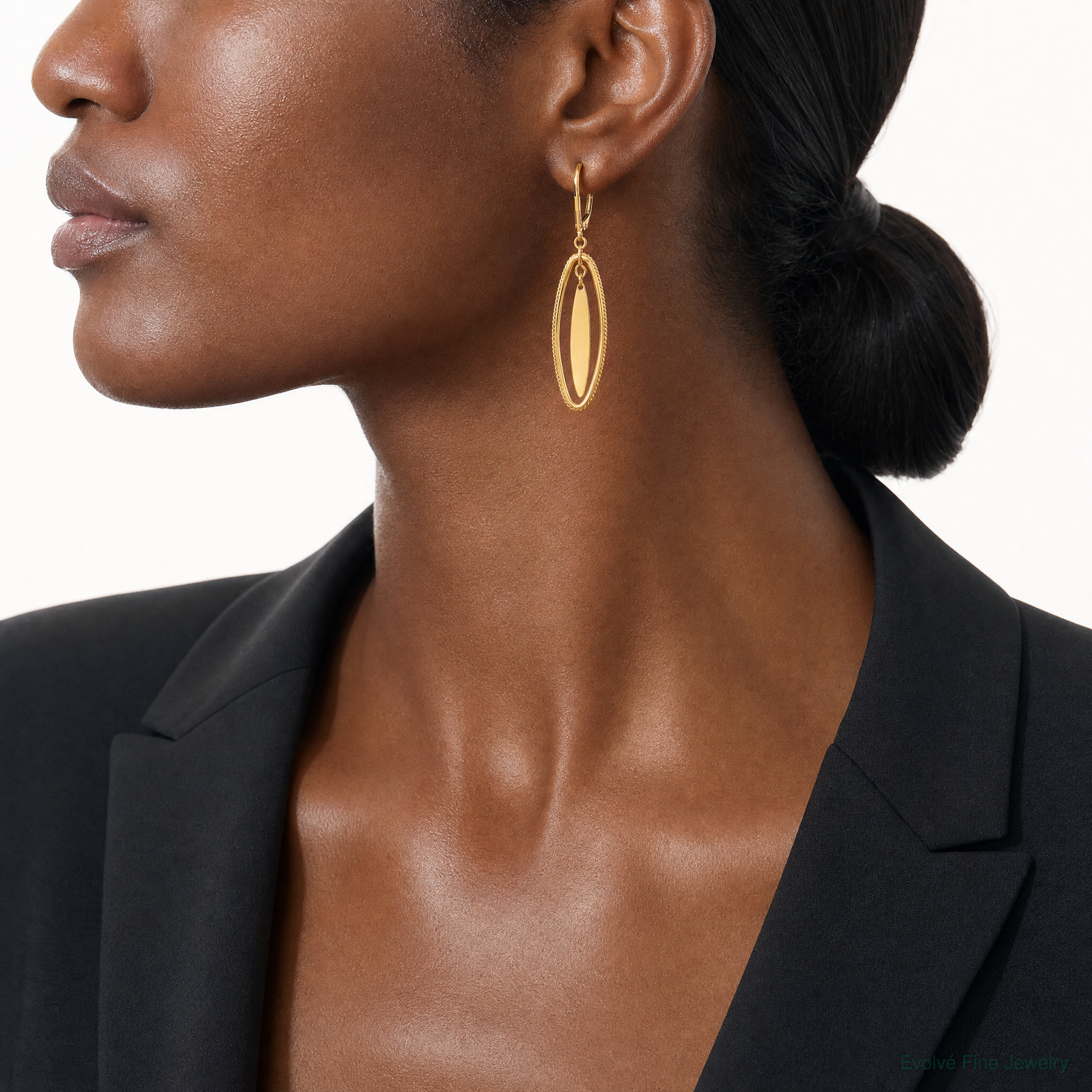 Leslie's 14K Polished and Textured Dangle Leverback Earrings - Model Shot