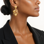 Leslie's' 14K Polished and Satin Circles Post Dangle Earrings - Model Shot