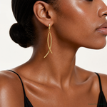 Leslie's 14k Polished and Textured Tube Dangle Leverback Earrings - Model Shot