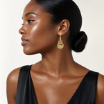 Leslie's 14K TT Polished/Dia-cut Fancy Teardrop Dangle Post Earrings - Model Shot