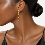 Leslie's 14K Polished/Dia-cut Beaded Link Dangle Leverback Earrings - Model Shot