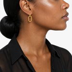 Leslie's 14K Polished and Twisted Oval Link Dangle Post Earrings - Model Shot
